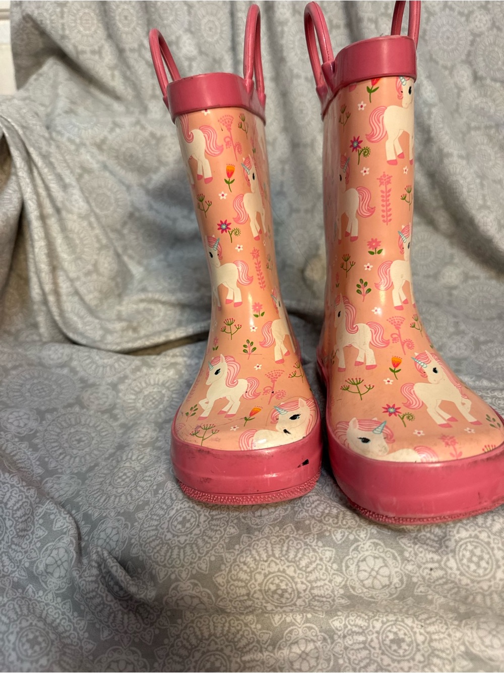 Kids Pink Unicorn Rain Boots